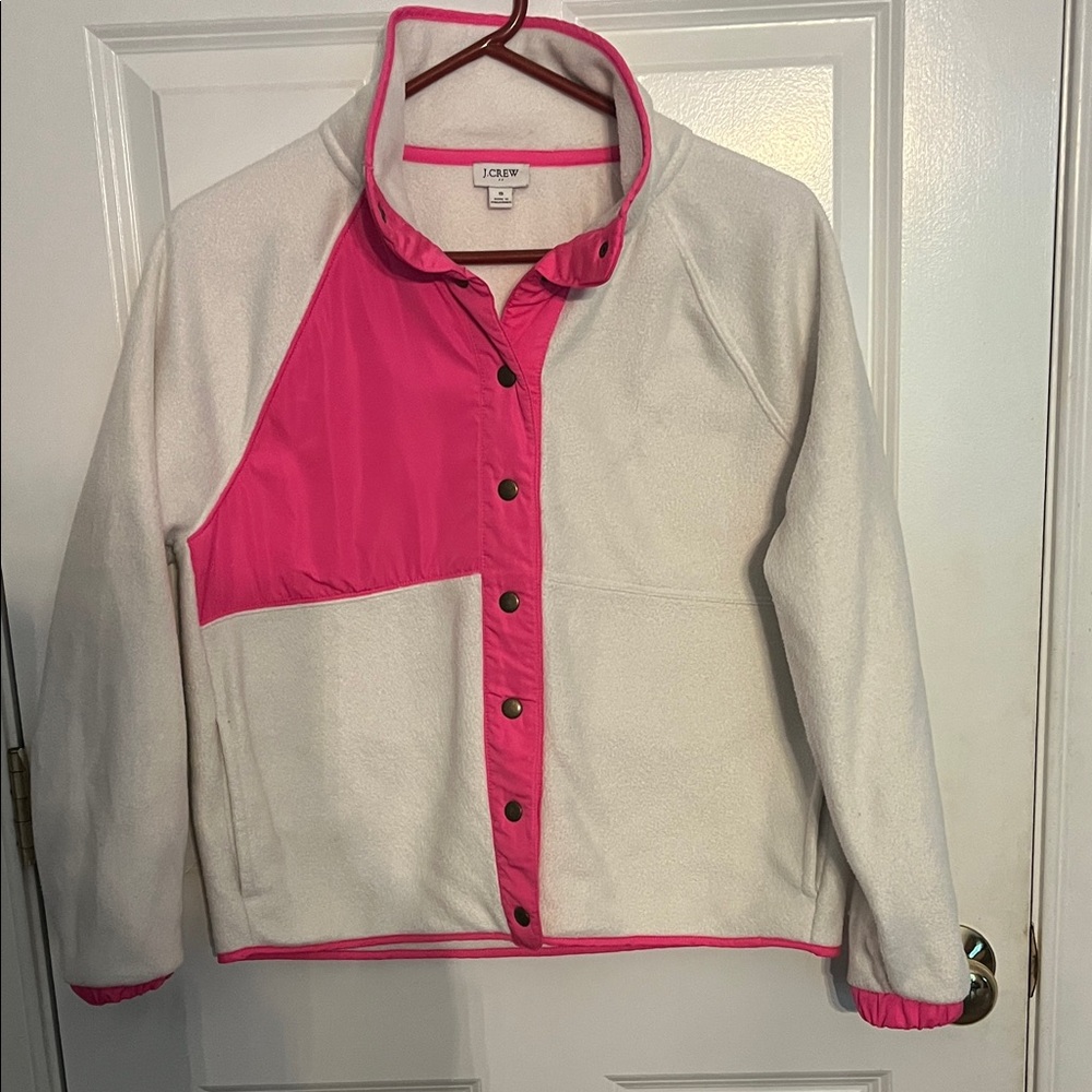 J Crew Pink and White Button-Up Jacket